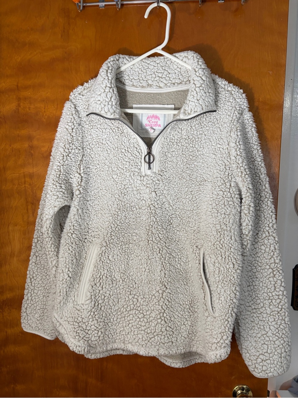 Sherpa Cream Sherpa Pullover Jacket with Half-Zip